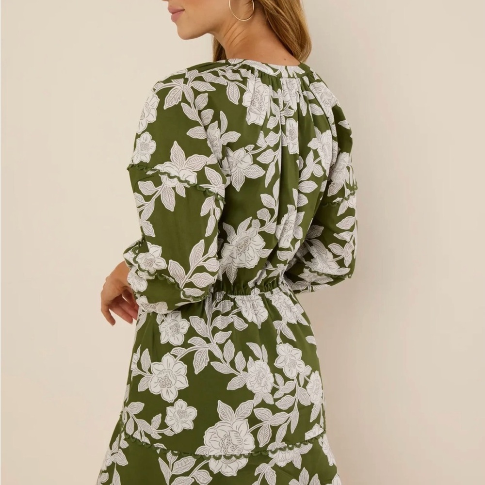 Chic Olive Floral Mini Dress